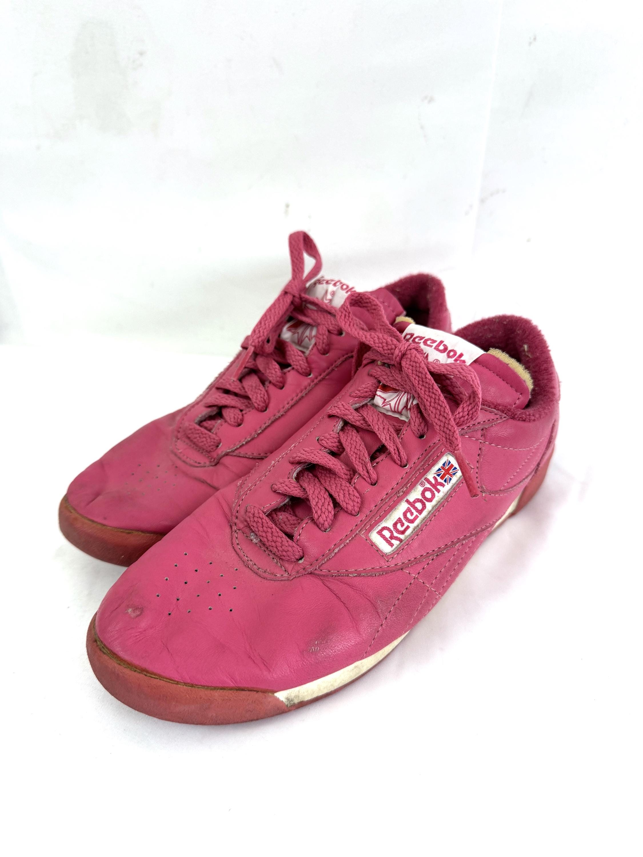 Vintage 1980s RARE 80s Reebok Pink Leather Sneakers Shoes - Size 7 USA ...