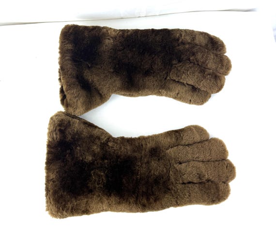 Amazing Vintage Mouton Leather and Rabbit Fur Lined Brown Winter