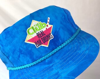 70～80年代の総柄ハット ヴィンテージ 1980 年代 ブルー スナップバック トラッカー ハット