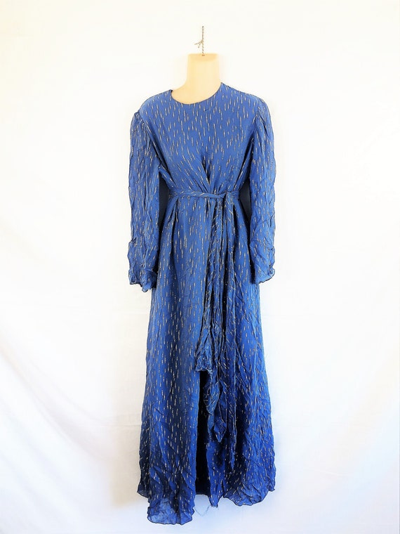 Vintage 1970s 70s Nat Kaplan Designer Couture Blue