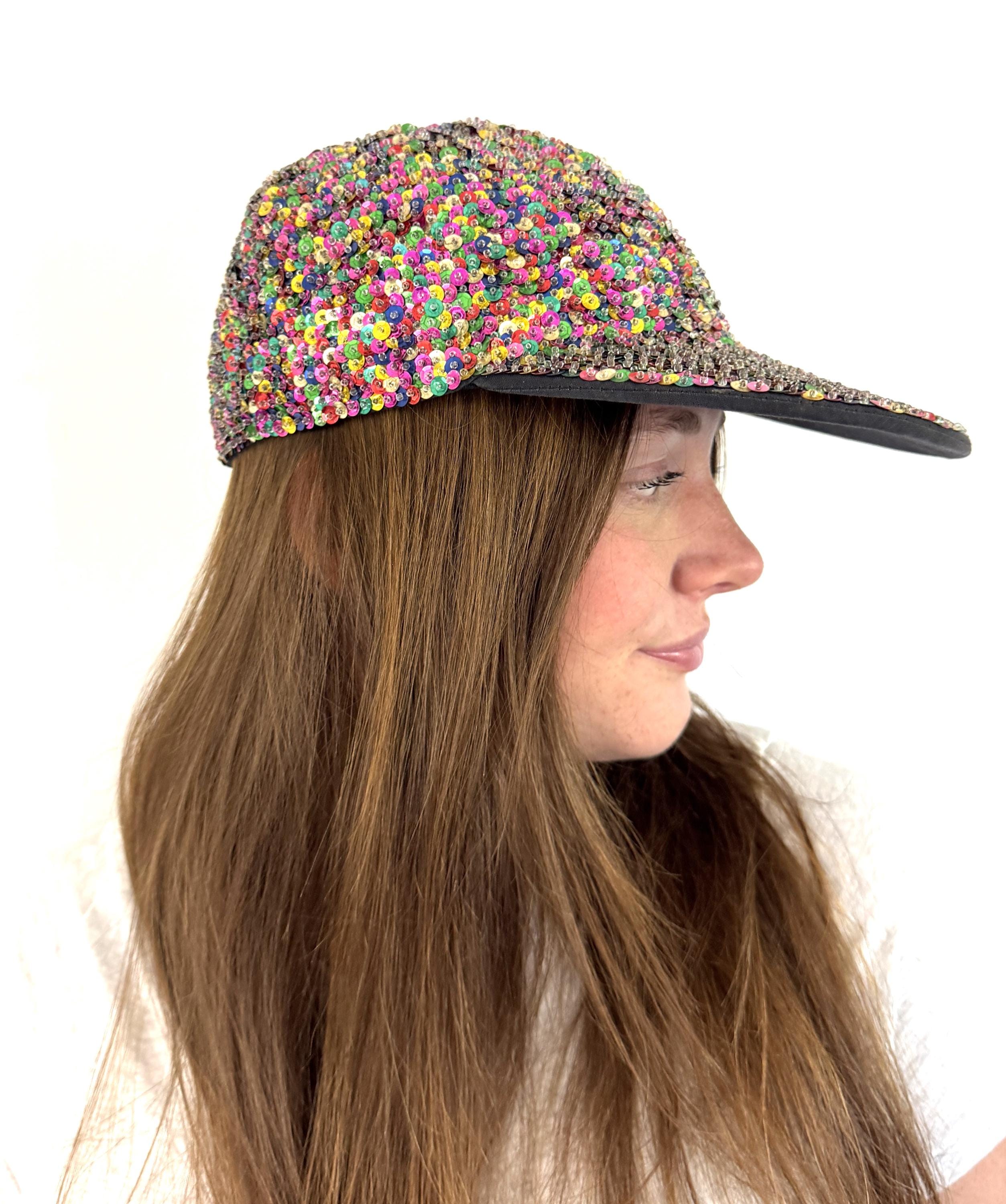 Vintage Sequin Baseball Cap Mosaic Colorful Hat 80s 90s Vintage Sequin Mosaic Patterned Cap With | Mercari main image 3