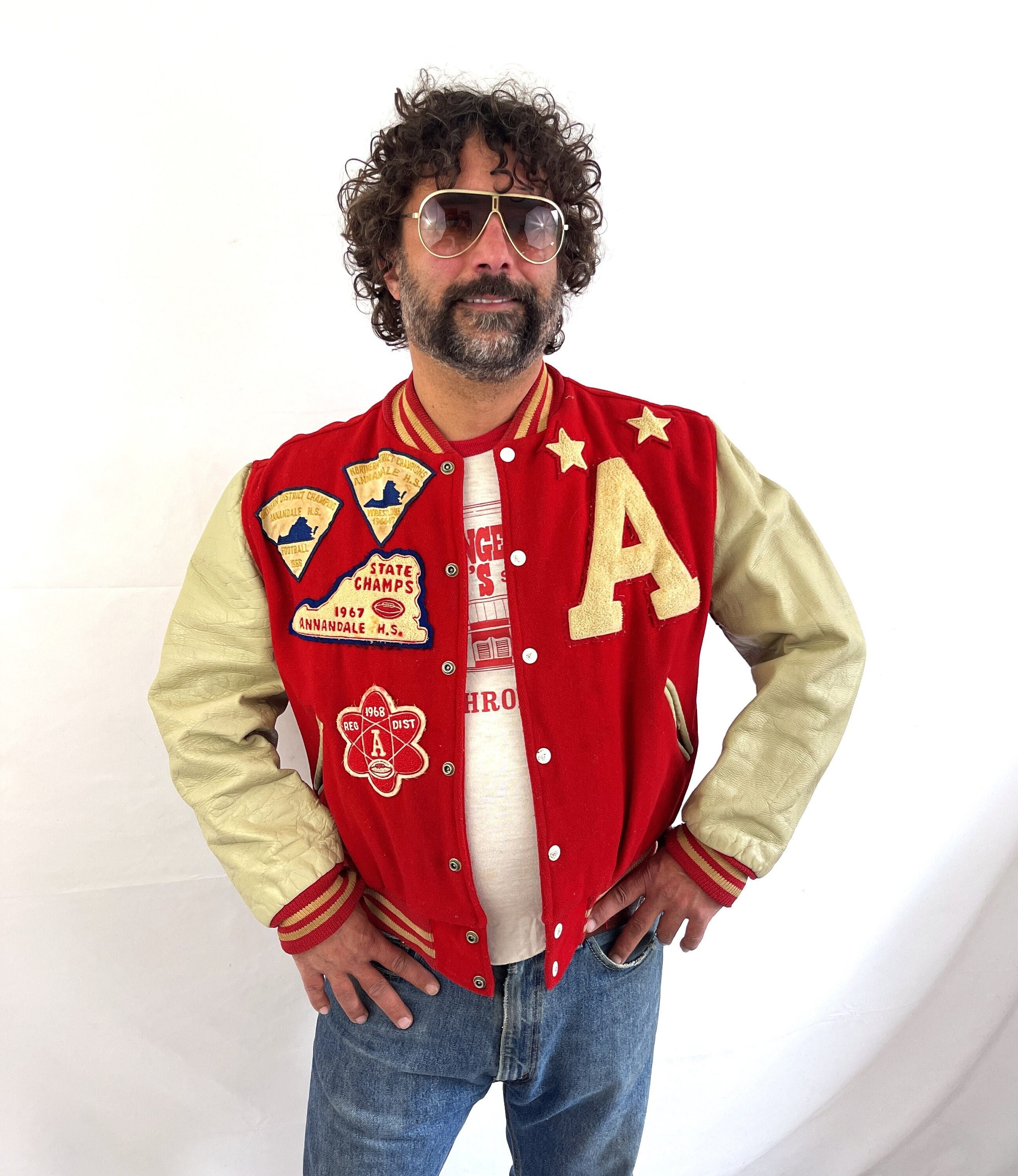 【激安アウトレット!】 60s 1960s Vintage Wool Sports Novelty Letterman Leather ジャケット・アウター