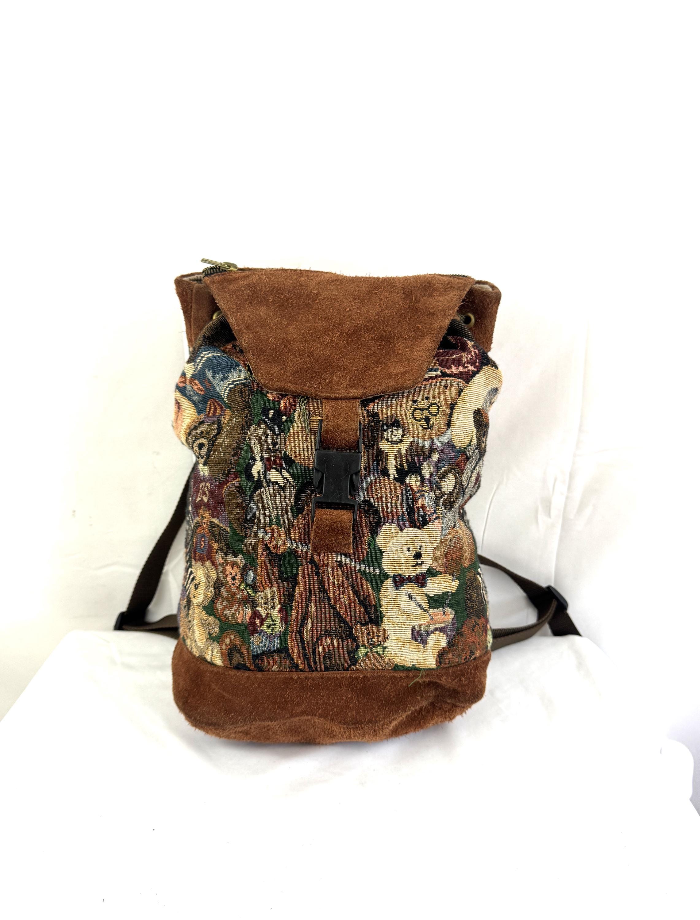 American Uni Floral Tapestry Backpack in Beige and Burgundy  vintage from 1980’s Vintage Tapestry Duffel Bag - Etsy main image 4