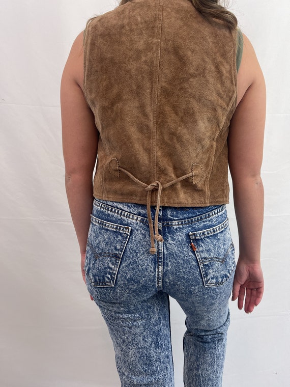 Vintage 70s 80s Brown Suede Vest - image 5