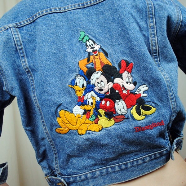 Vintage 80s Cropped Denim Mickey Mouse Disney Jacket