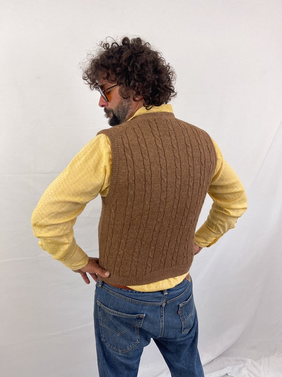 Vintage 90s 1990s Super Soft Knit Brown Vest Swea… - image 6