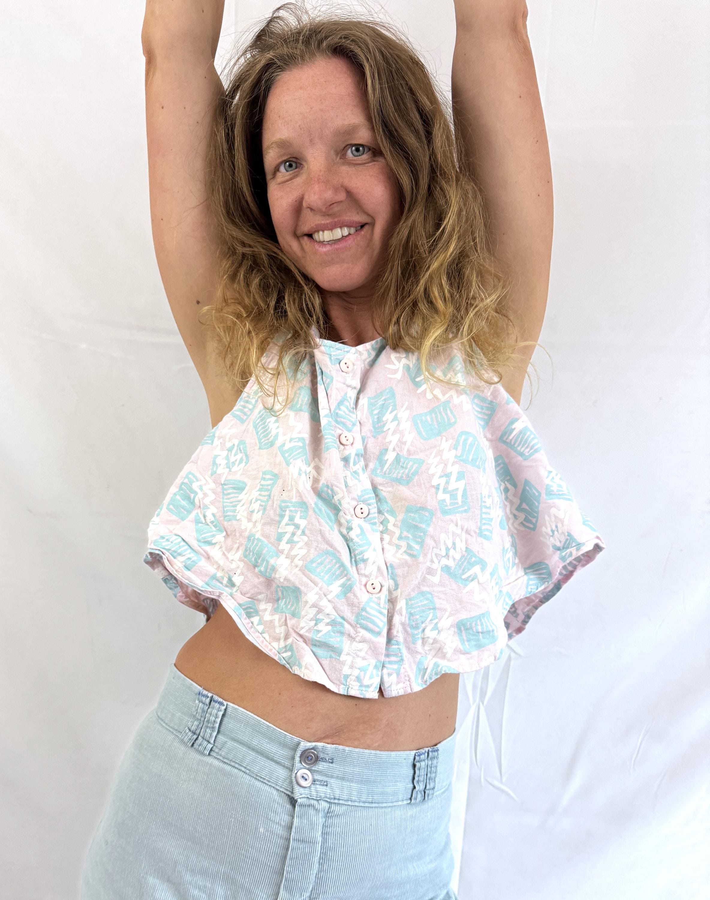 その他 Pastel Boxy Ultra Crop Top Pastel KissXS Vintage 1980s 80s Pastel Striped Crop Cropped Shirt Tank Top - by