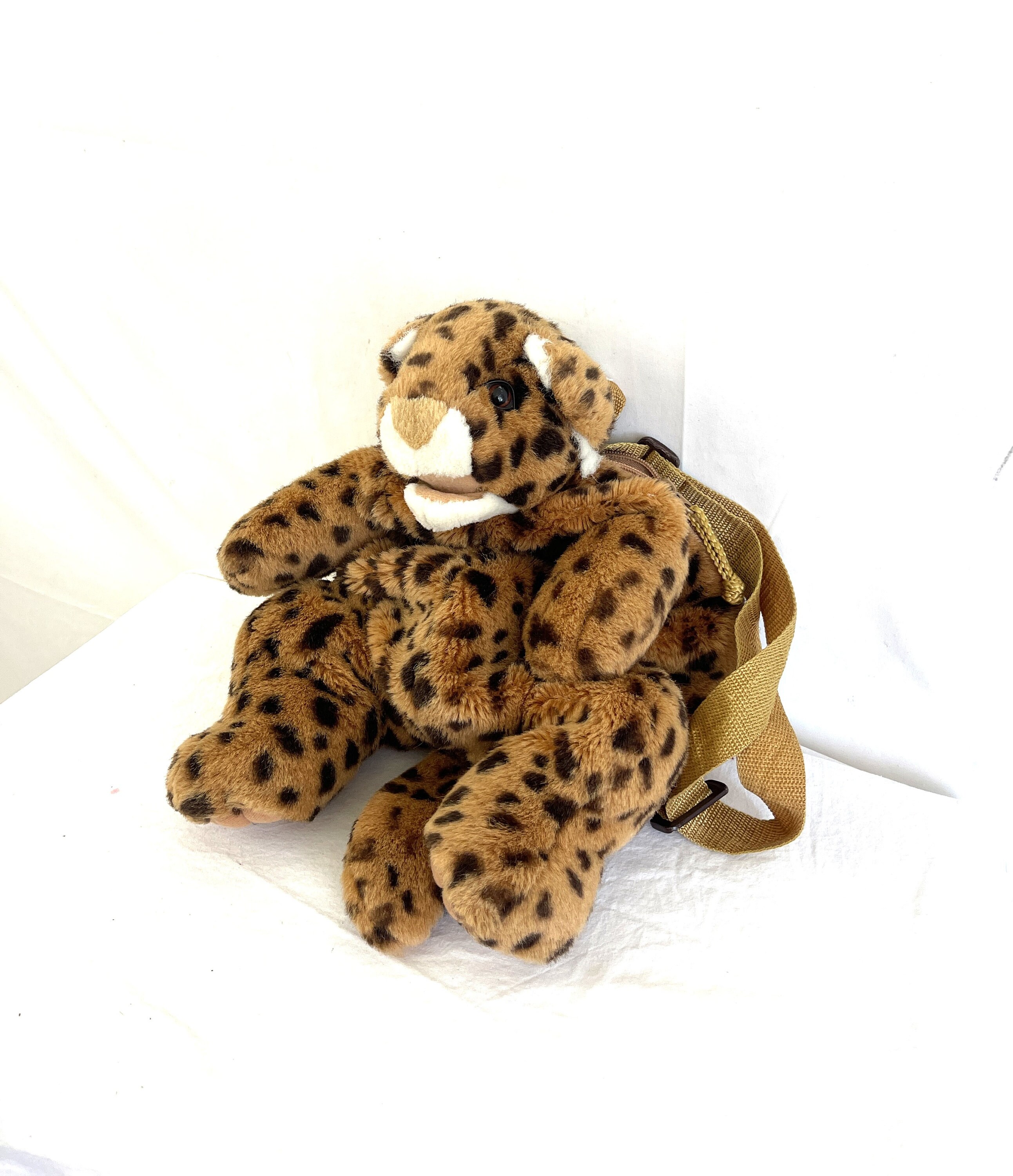 Cute Vintage Leopard Cat Plush Stuffed Animal 90s Backpack - by