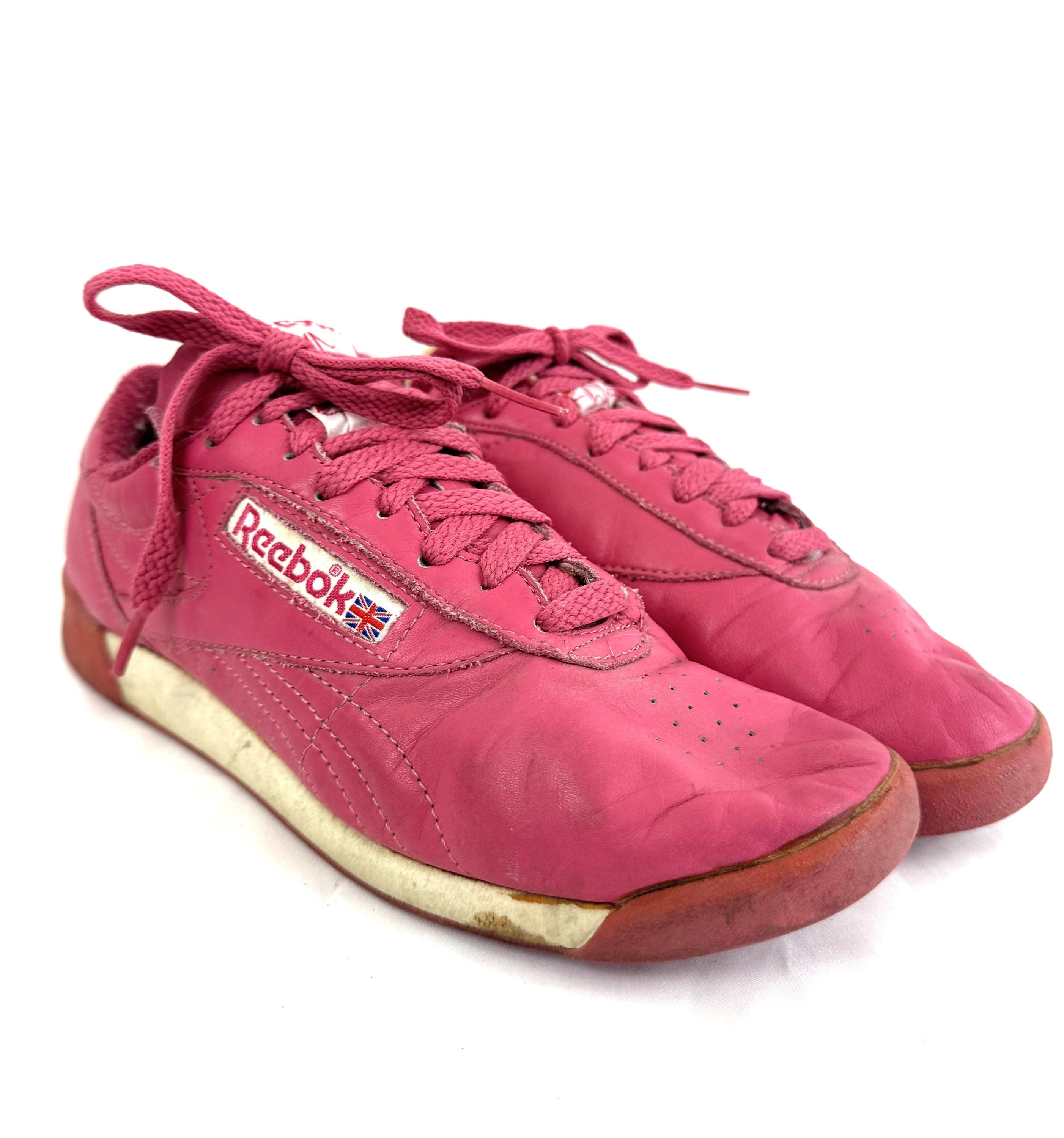 Vintage 1980s RARE 80s Reebok Pink Leather Sneakers Shoes - Size 7 USA ...