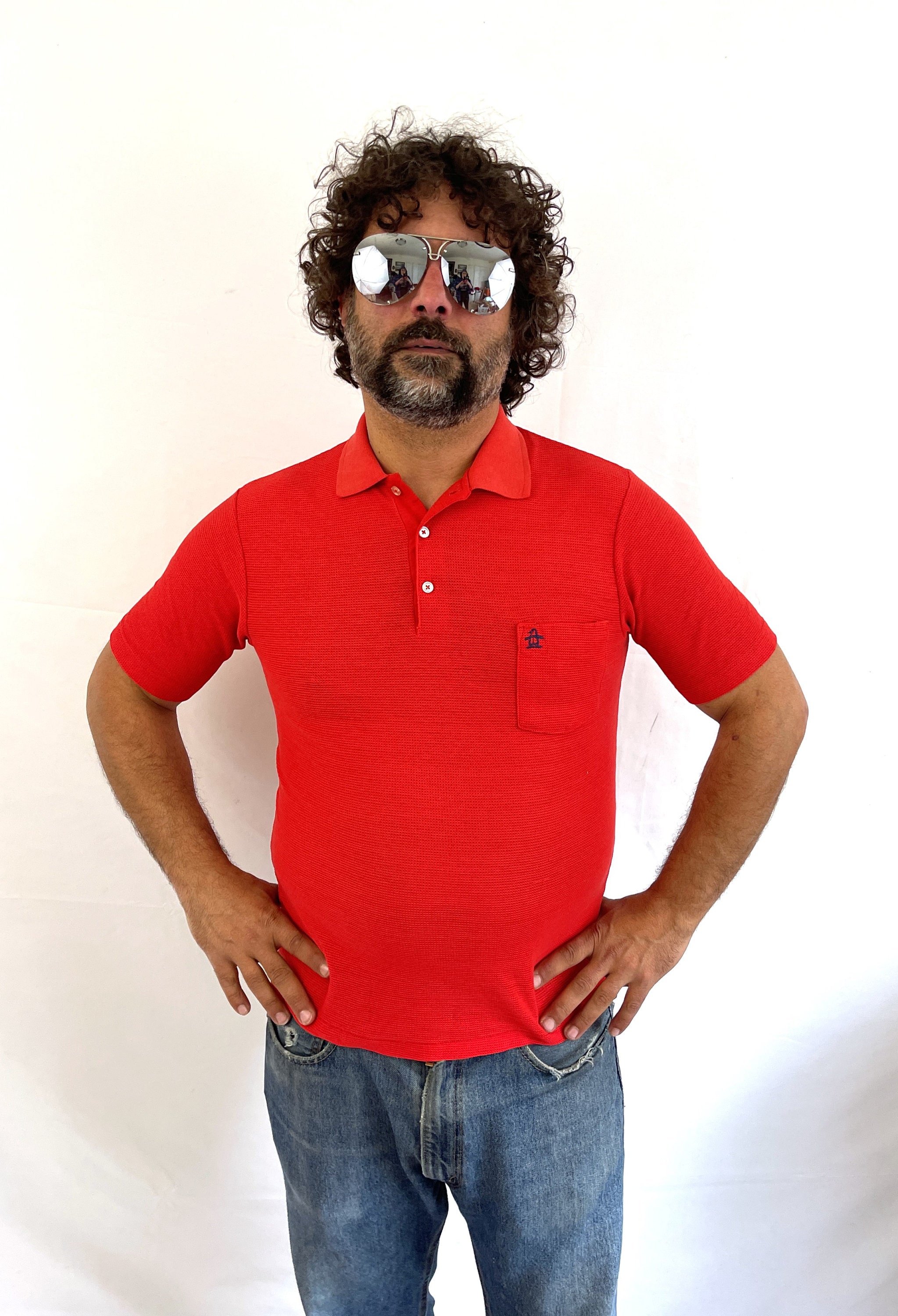 Vintage 1980s Munsingwear Penguin Grand Slam Mesh Red Polo
