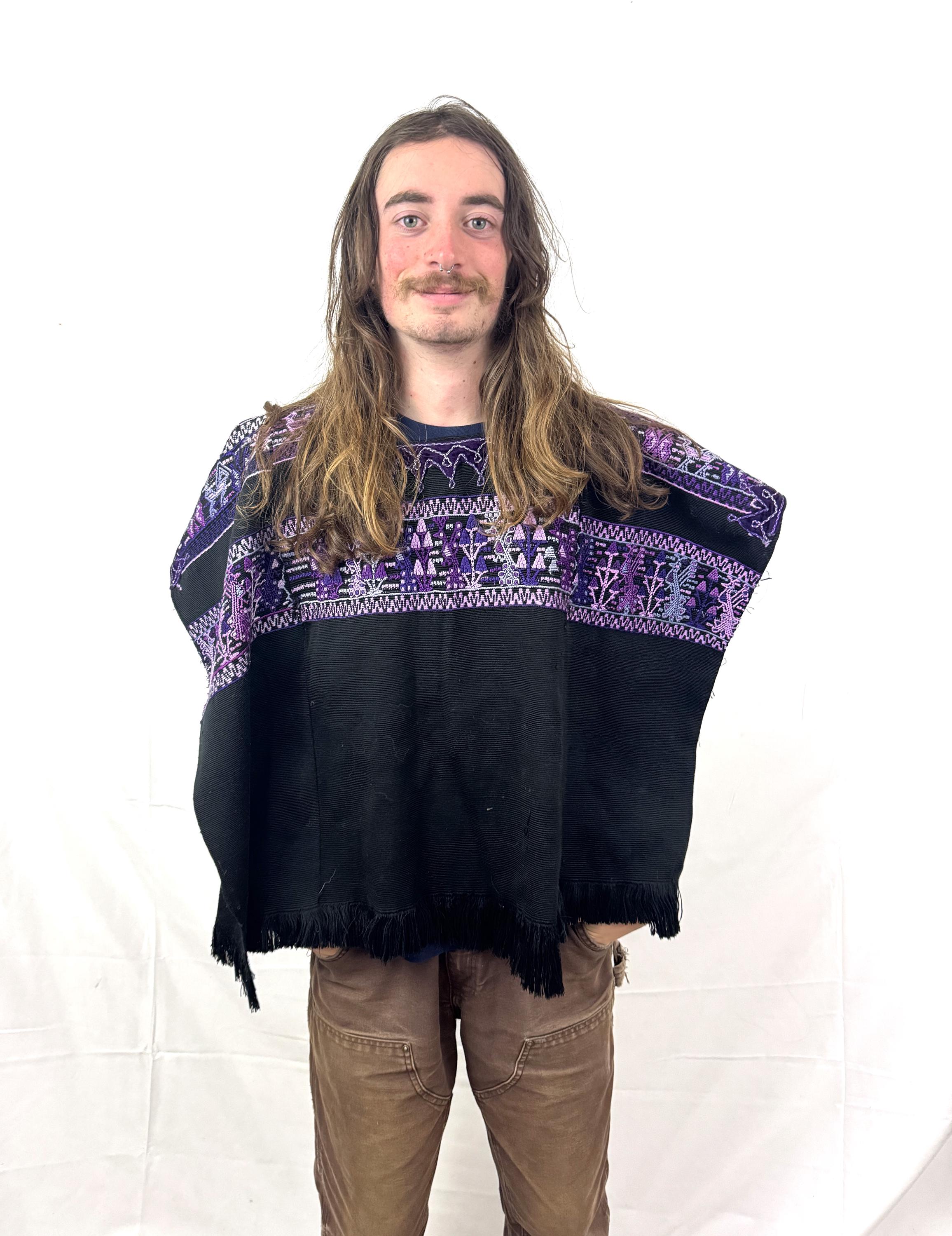 Vintage Woven Guatemalan Ethnic Embroidered Rainbow Huipil Tunic