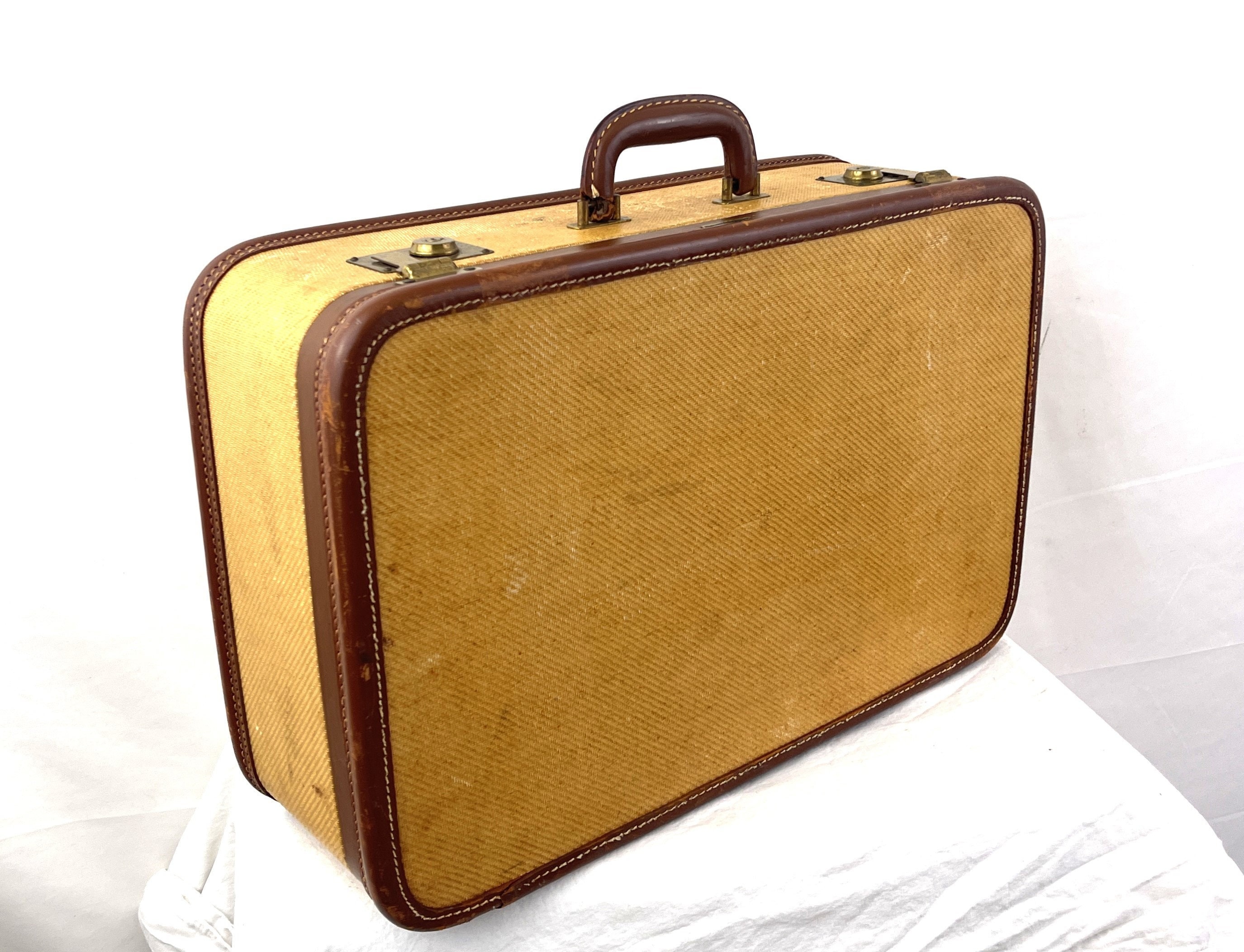 Vintage 1940s 40s Airlite Amelia Earhart Luggage Grasscloth