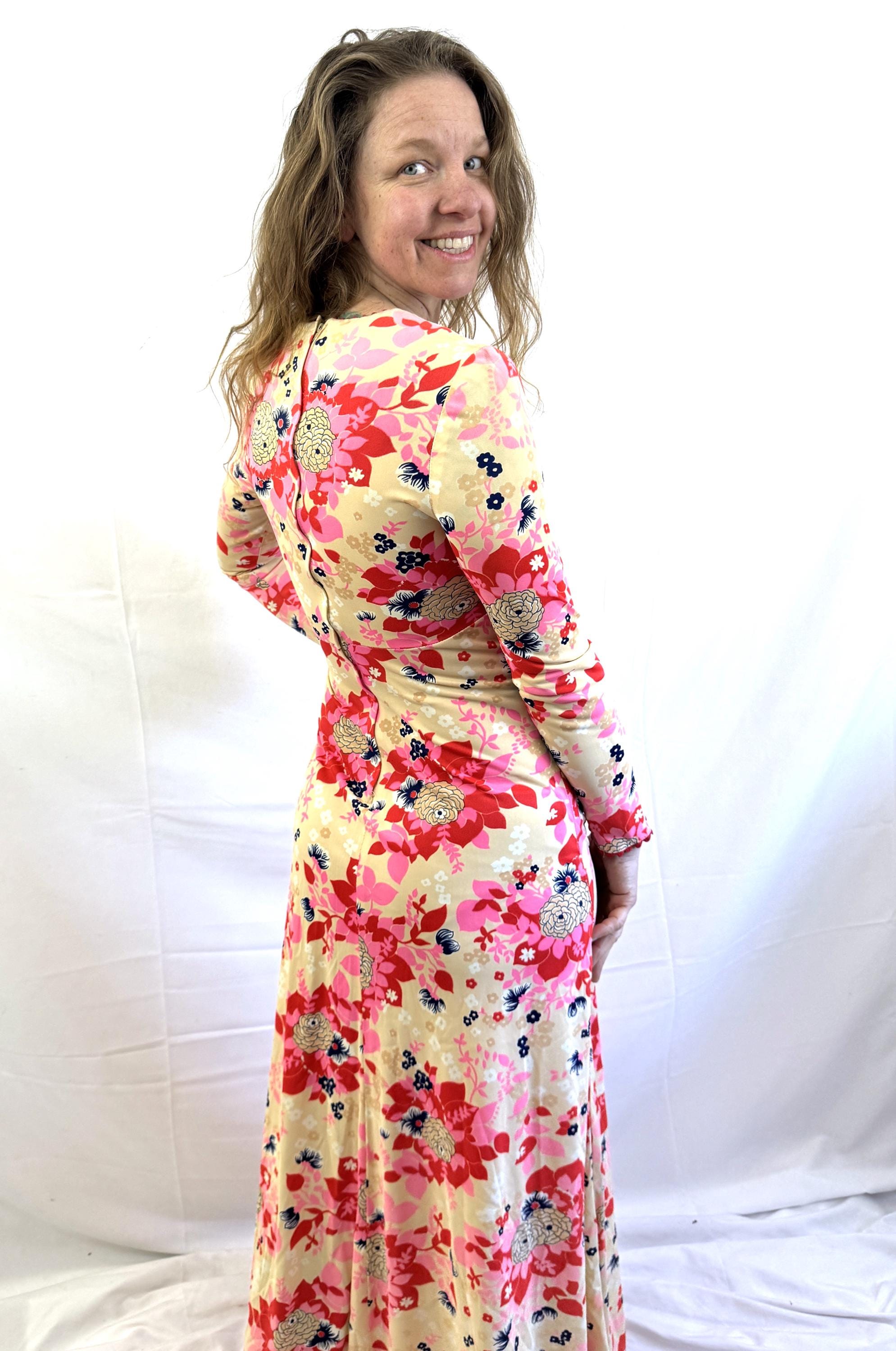 Vintage 1970s 70s Tropical Floral Luau Tiki Hawaii Hawaiian Maxi Dress ...