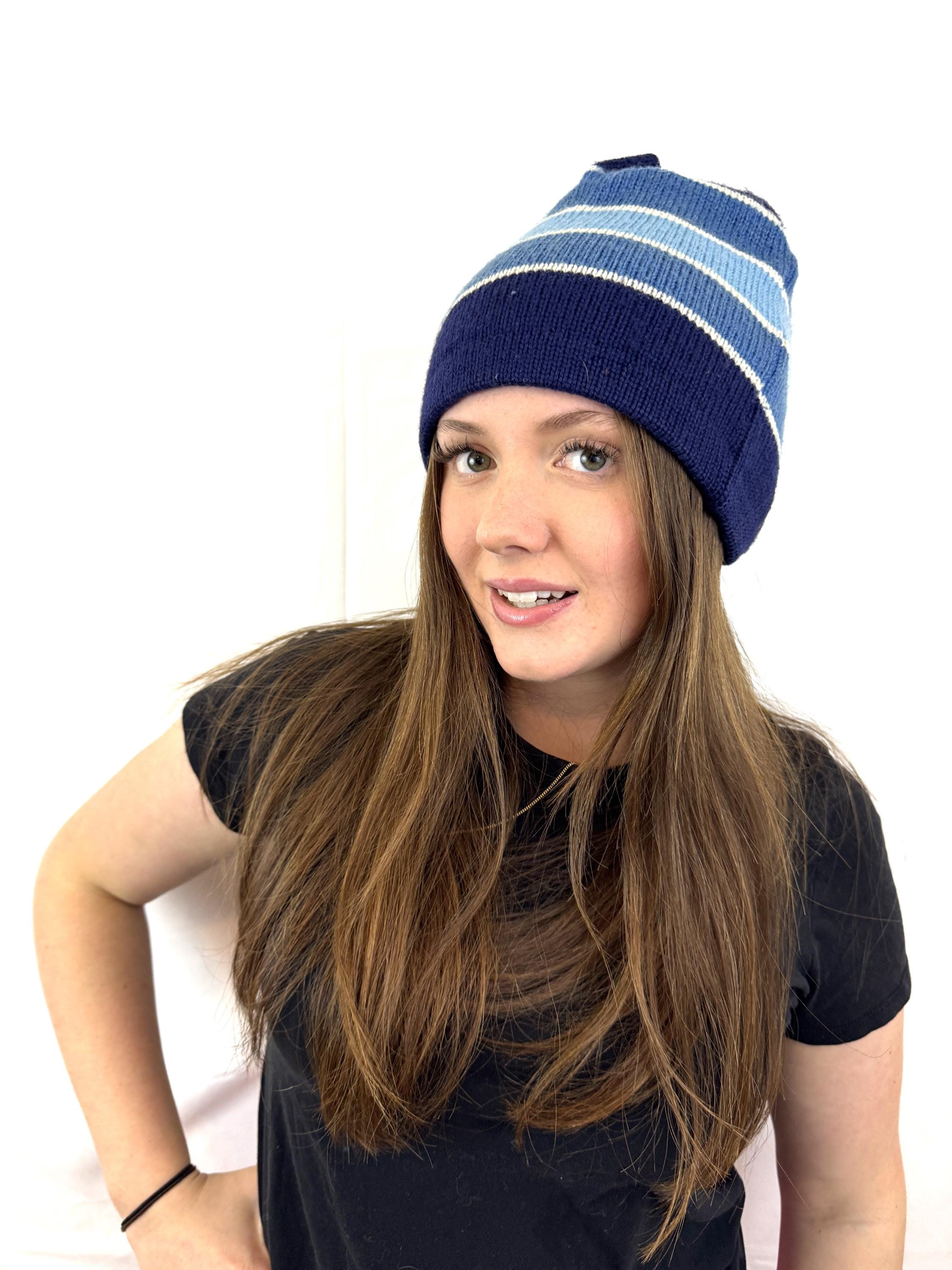 Penthouse Knits Made In USA Winter Ski Hat Beanie Striped Knit One Size Vintage Vintage Wool Knit Beanie: Patterned Ski Hat, Unisex Winter  main image 4