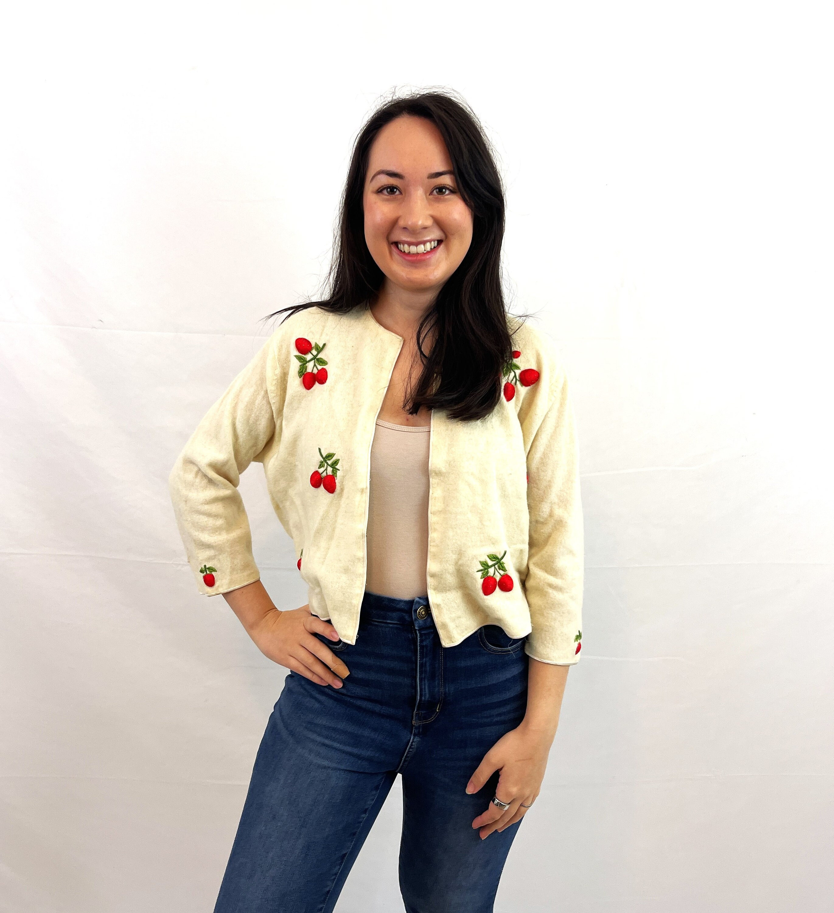 RARE Vintage 1950s 50s Strawberry Strawberries Cashmere