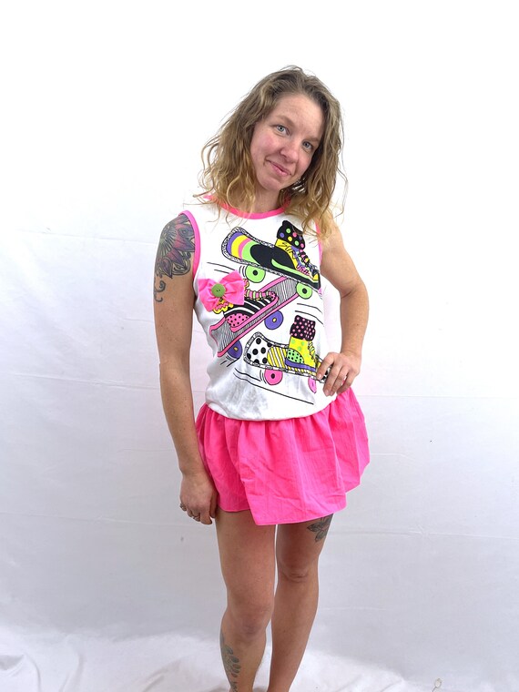 Vintage 1980s Skateboard Skate Skating Pink Girls… - image 4