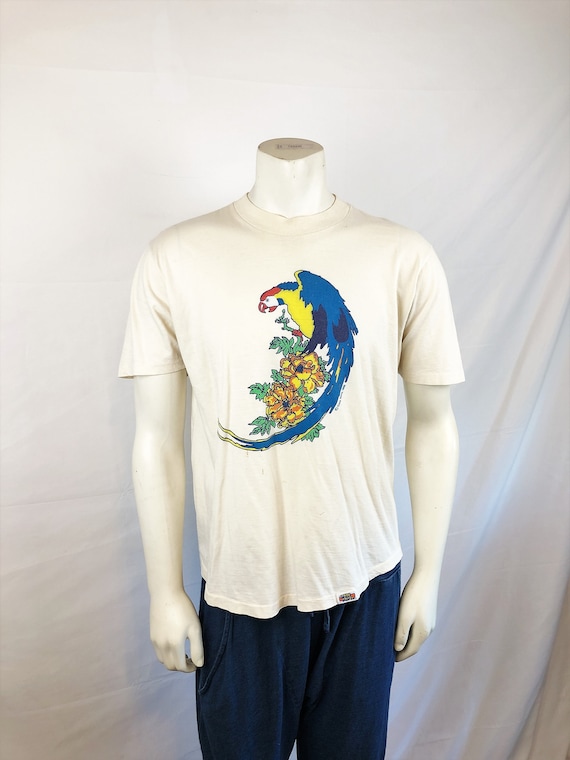 Vintage 1980 Rainbow Parrot Bird Hawaii Tee Shirt