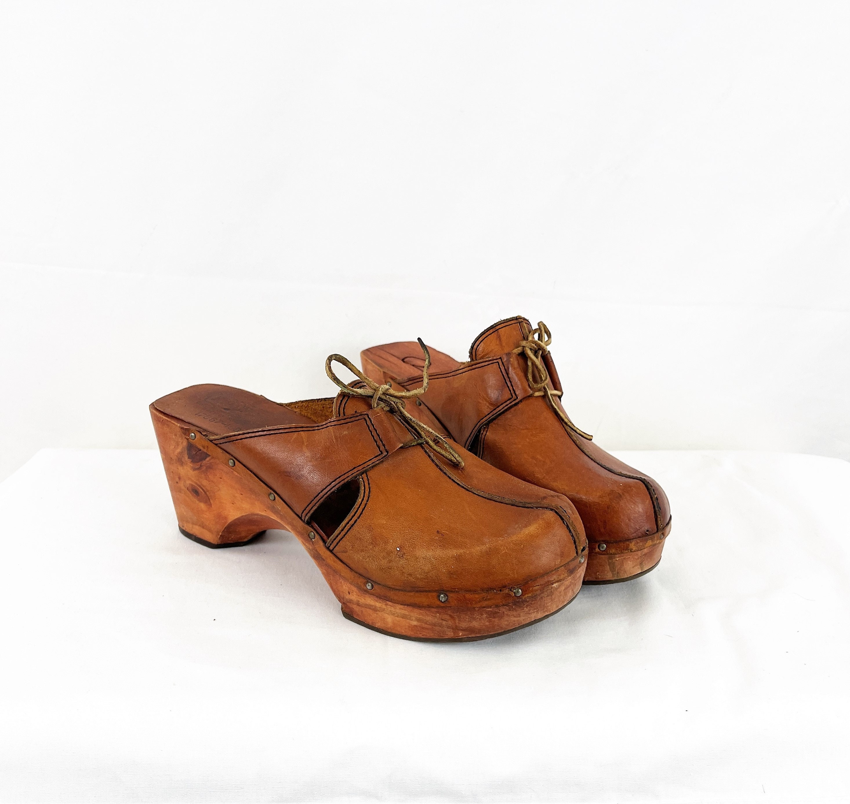 Zapatos Zapatos para mujer Zuecos y chinelas Vintage ante marrón peep puntera tacón correa 90s mulas 