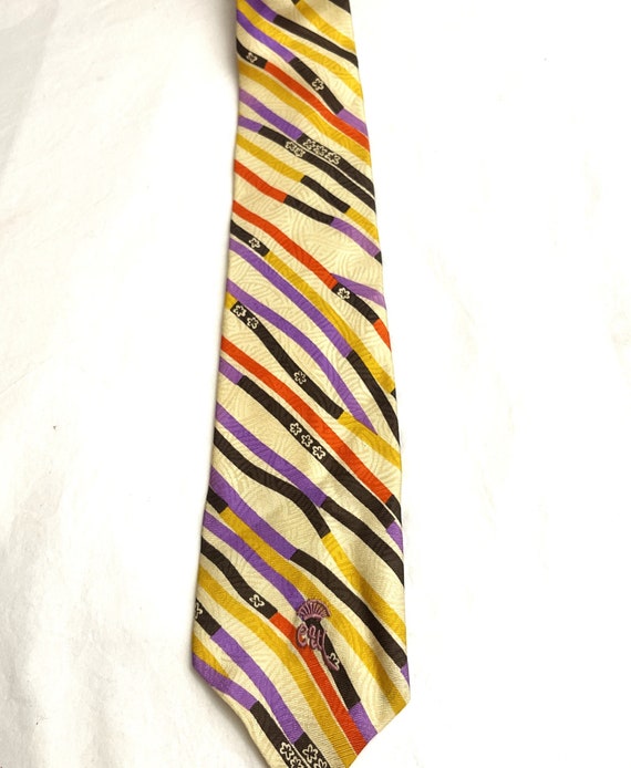 Vintage 60s 1960s Novelty Striped Necktie Tie - C… - image 1