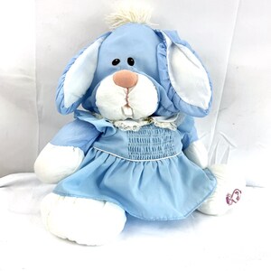 Vintage 80s Fisher Price Puffalump Blue Rabbit 1986 Bunny Stuffed