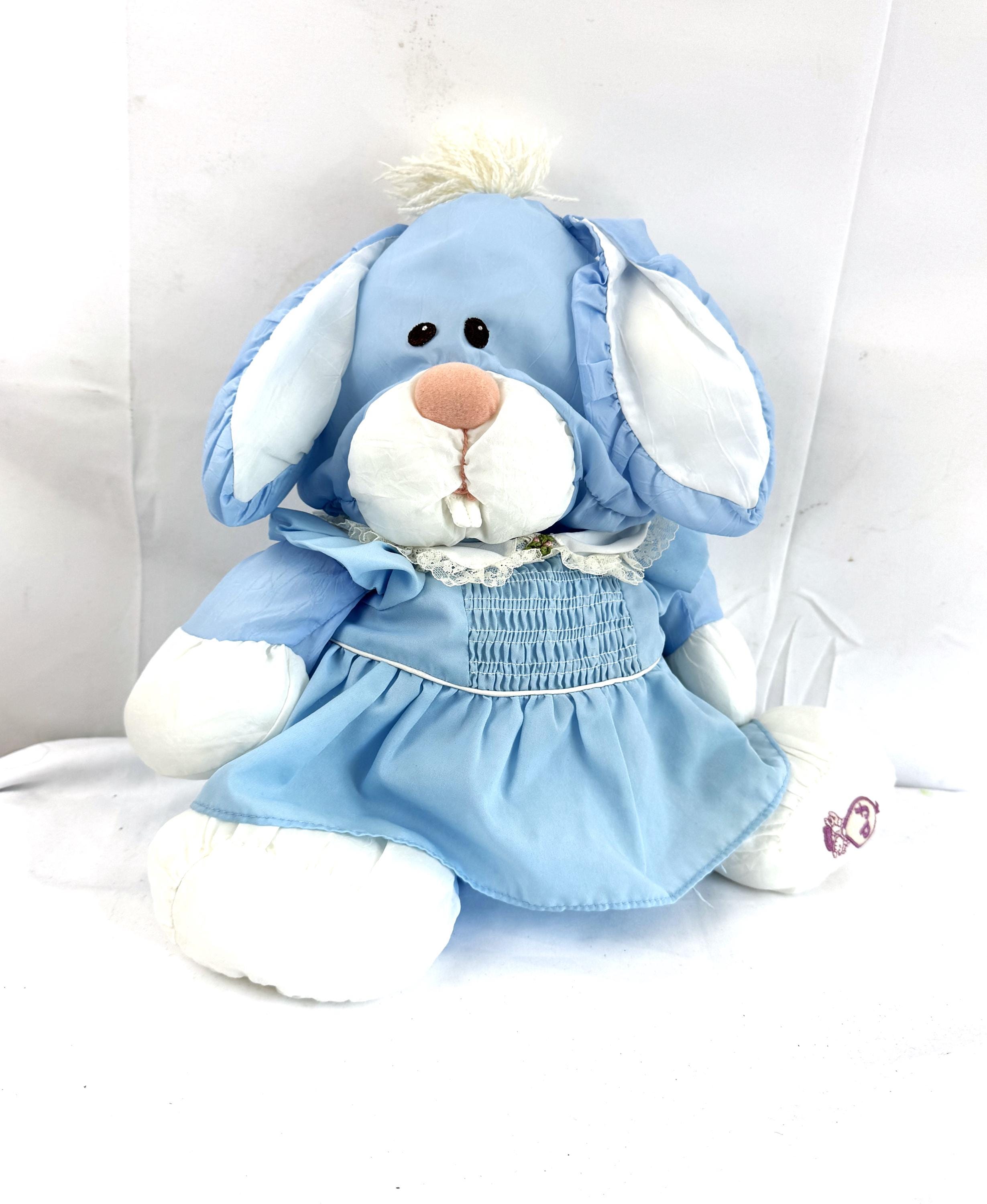Vintage 80s Fisher Price Puffalump Blue Rabbit 1986 Bunny Stuffed