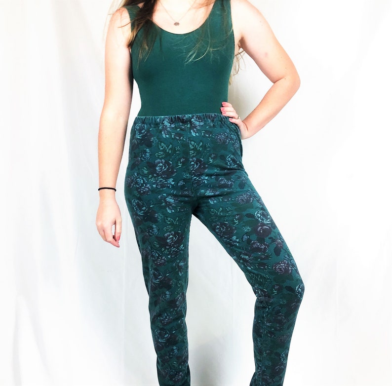 Vintage 1980s 80s Floral Spandex Leggings