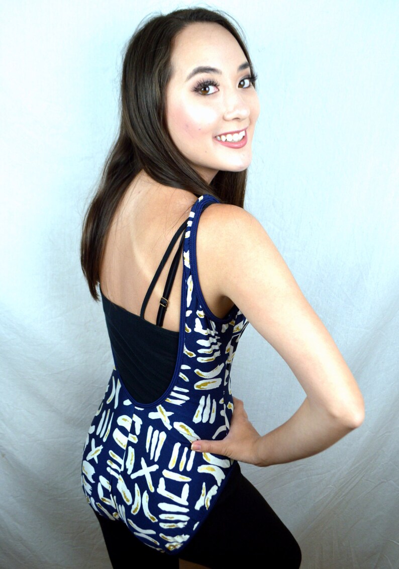 La Blanca Vintage 80s Blue Metallic Zipper Swimsuit