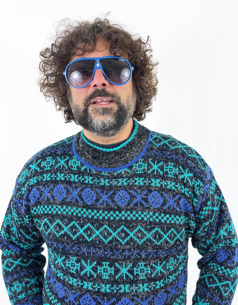 Maglione Vintage anni '80 anni '90 Rainbow Knit Santana immagine 3