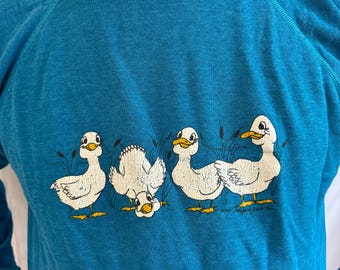 トップス 80's vintage duck comical sweat Vintage 1980s Funny Ducks 80s Animal Print Humor Duck
