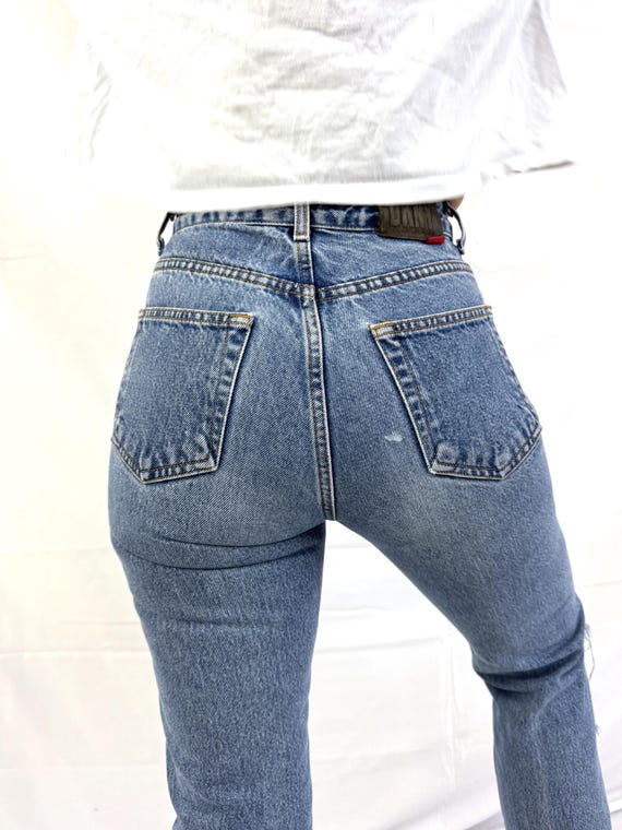 Vintage 90s 1990s DKNY Donna Karan New York NYC Distressed Denim