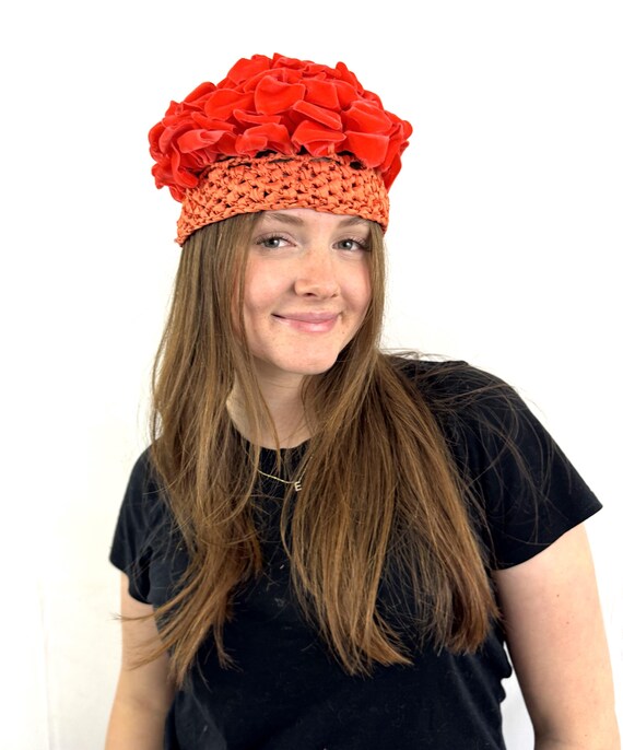 Vintage Orange Velvet Ribbon Hat - Etsy display picture 2