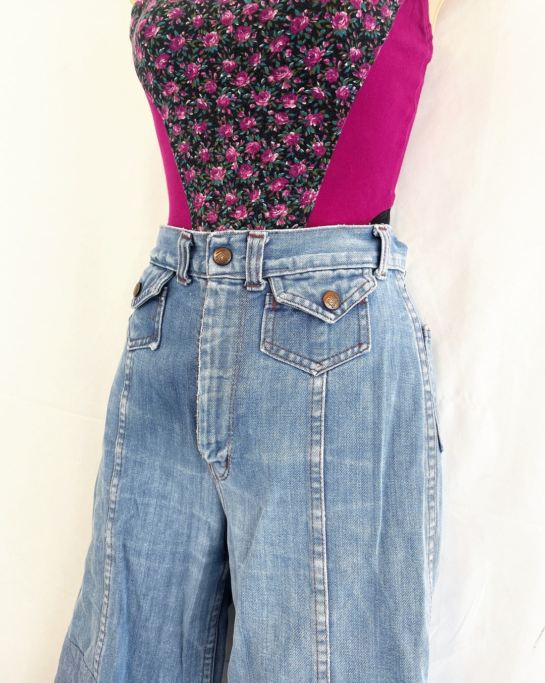 Vintage 1970s 70s Pulse Denim Jeans Clamdiggers Capris Knickers