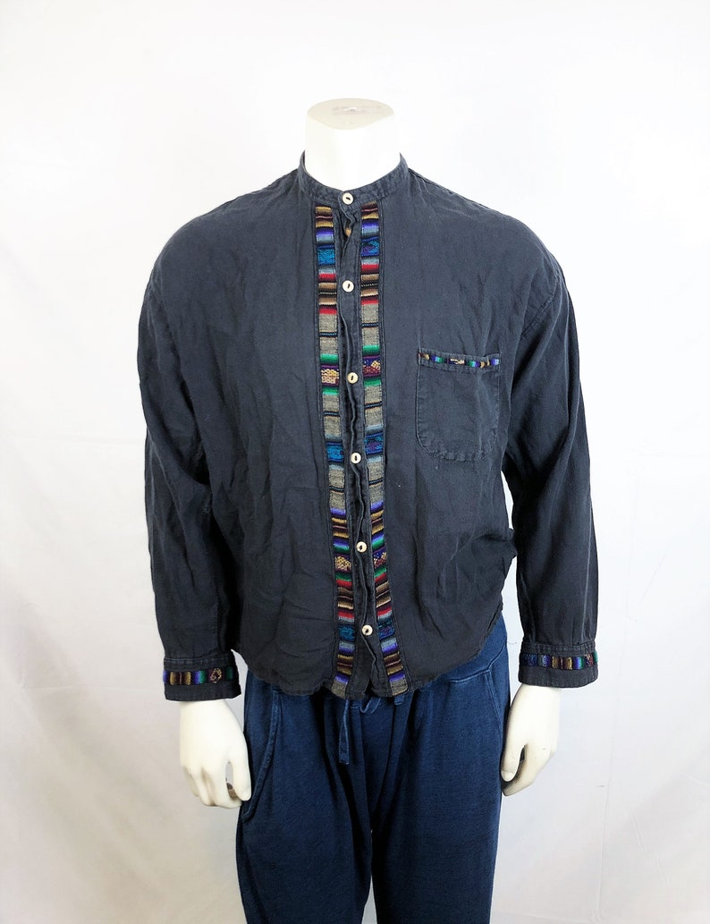 Vintage 80s 1980s 90s Ecuador Button Up Top Shirt
