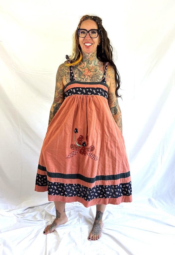 Vintage 1970s 70s Hippie Patchwork Flower Floral … - image 2