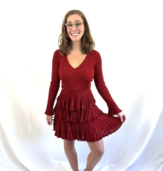 Vintage DVF Merino Wool Fit & Flare Dress - 2000s Designer Red Dress