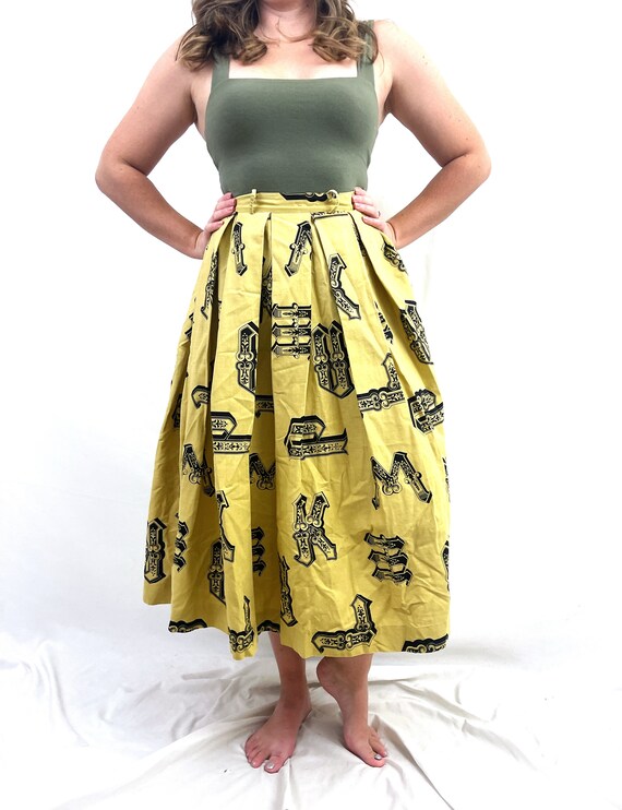 Vintage 1950s Novelty Print Cotton Skirt - Jane C… - image 2