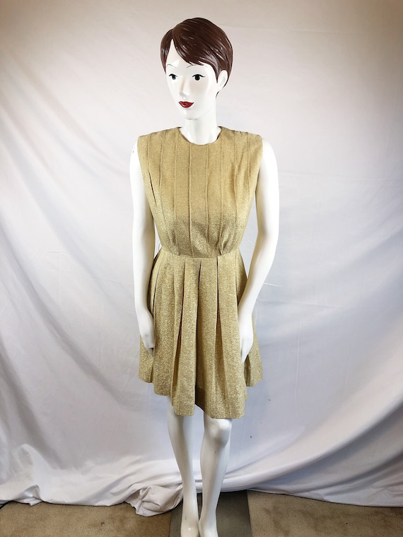 Vintage 1960s 60s Gold Metallic Cocktail Prom Part