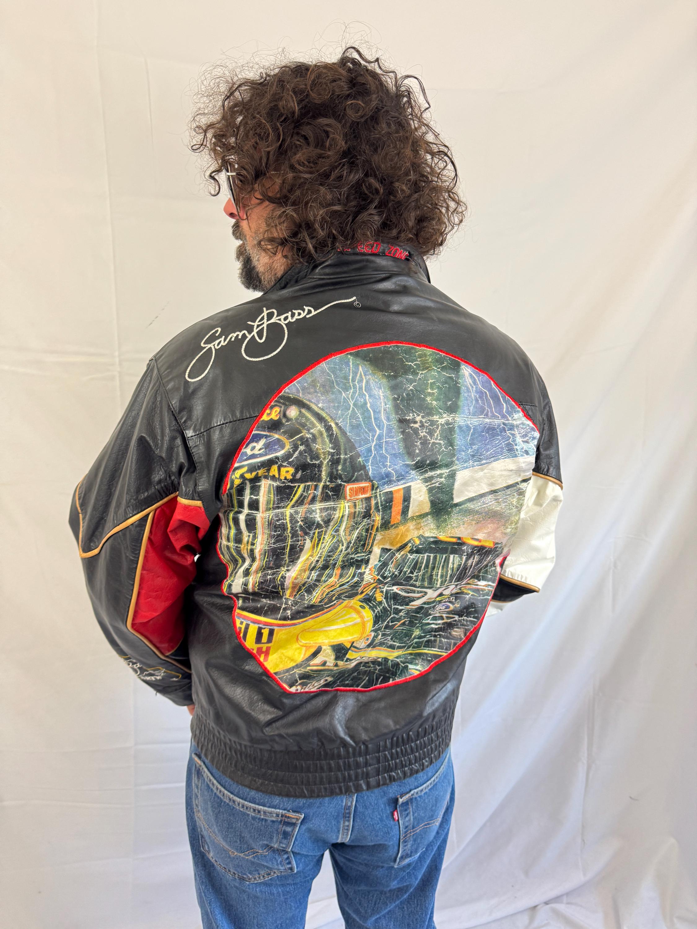 Vintage 90s RARE Leather Jacket Miller Racing Coat - Speed Zone