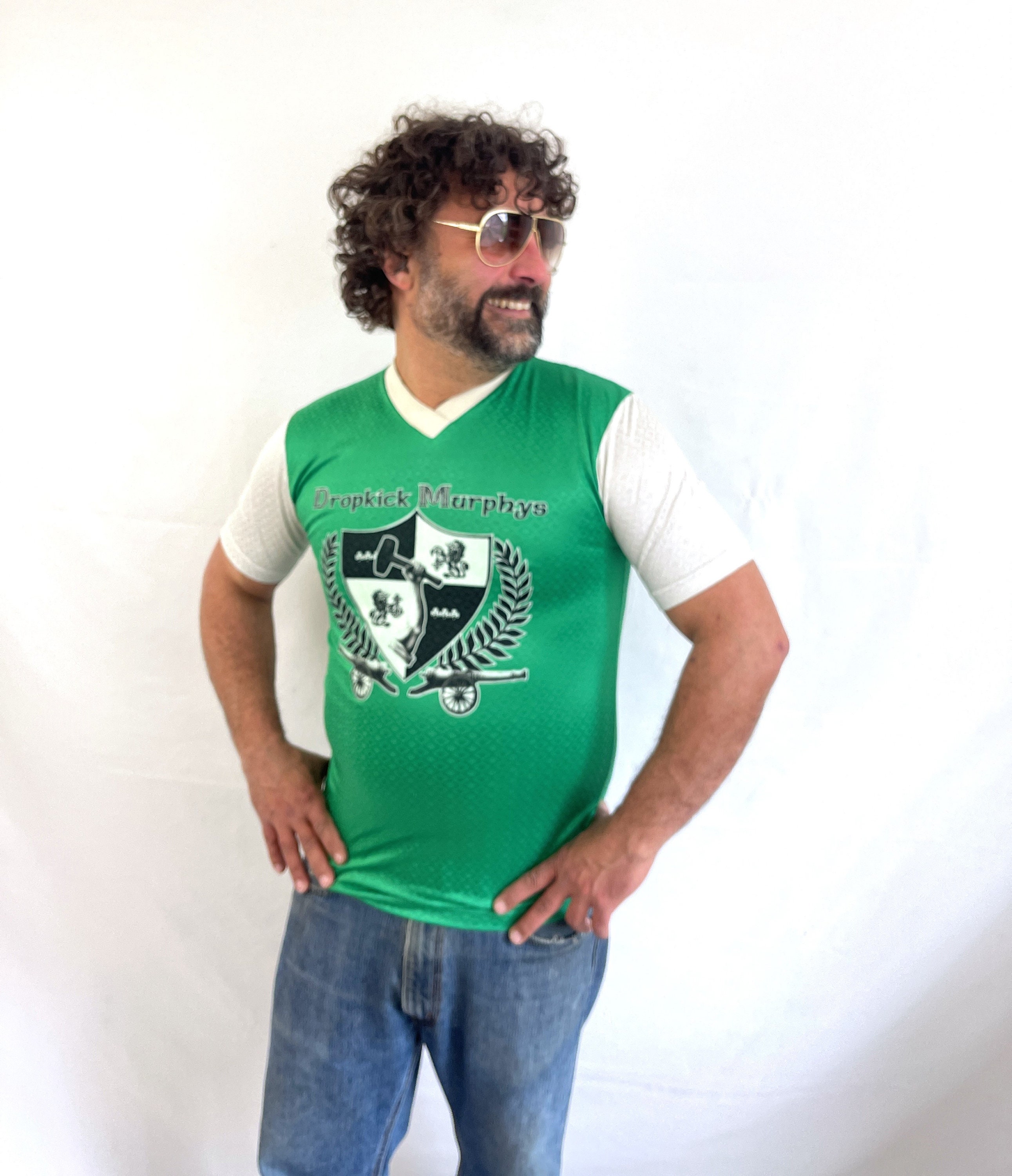 50s~60s フットボールシャツ DAN MURPHY 42 レーヨン Vintage Dropkick Murphys Soccer Jersey - Boston Green Tee (medium