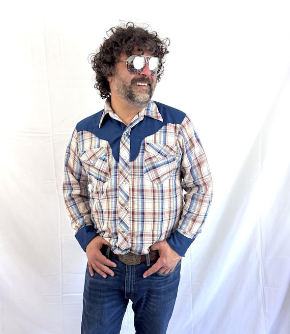 Vintage 1970s 70s H Bar C Western Pearl Snap Shirt