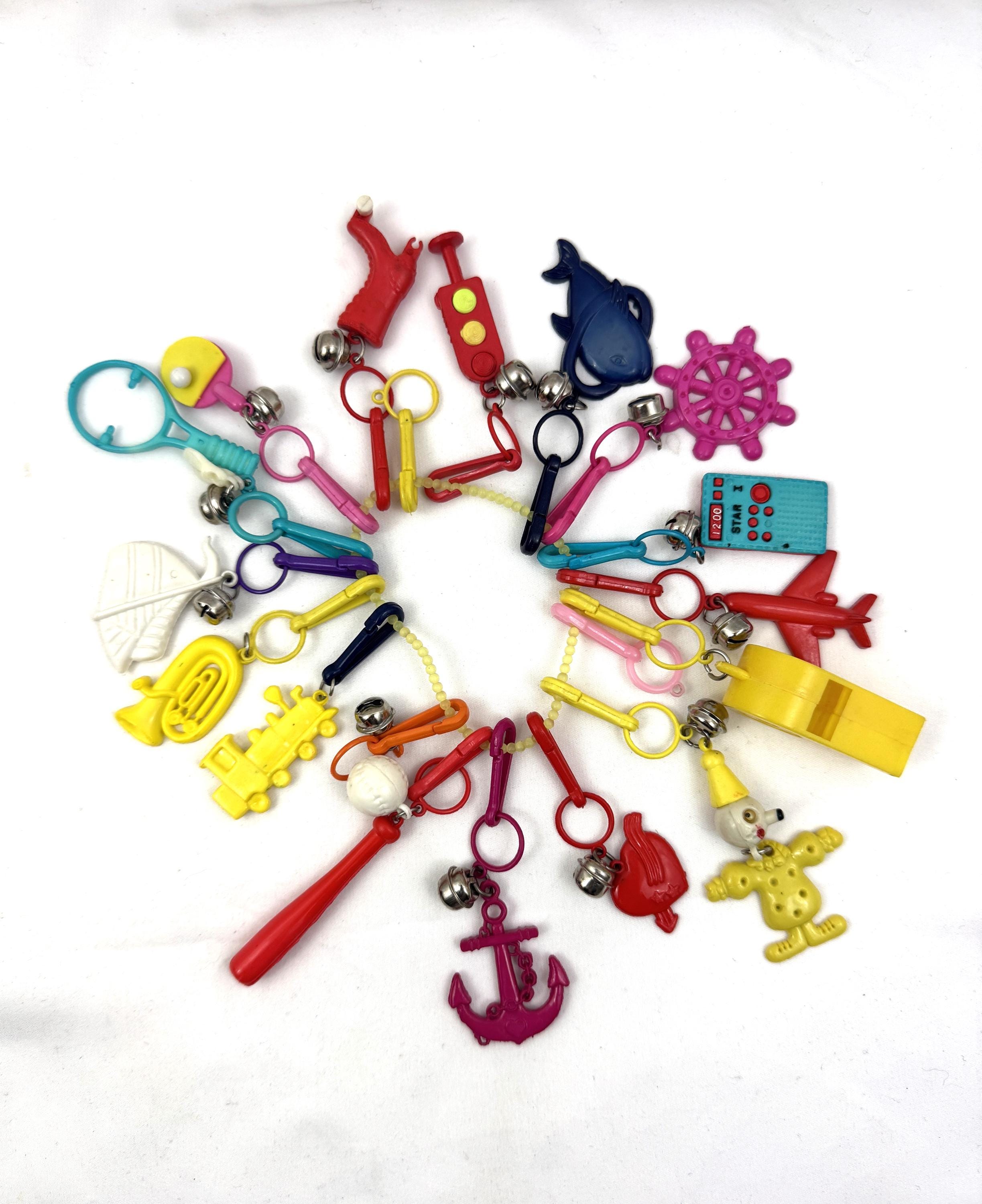 RARE Lot of 16 Vintage 1980s 80s Plastic Keychain Charms With