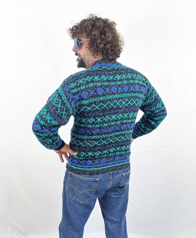 Maglione Vintage anni '80 anni '90 Rainbow Knit Santana immagine 4