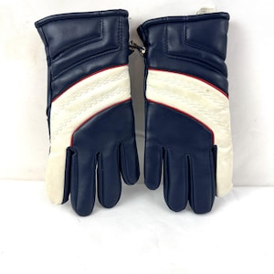 Vintage 1970s 70s Blue Ski Snow Winter Gloves