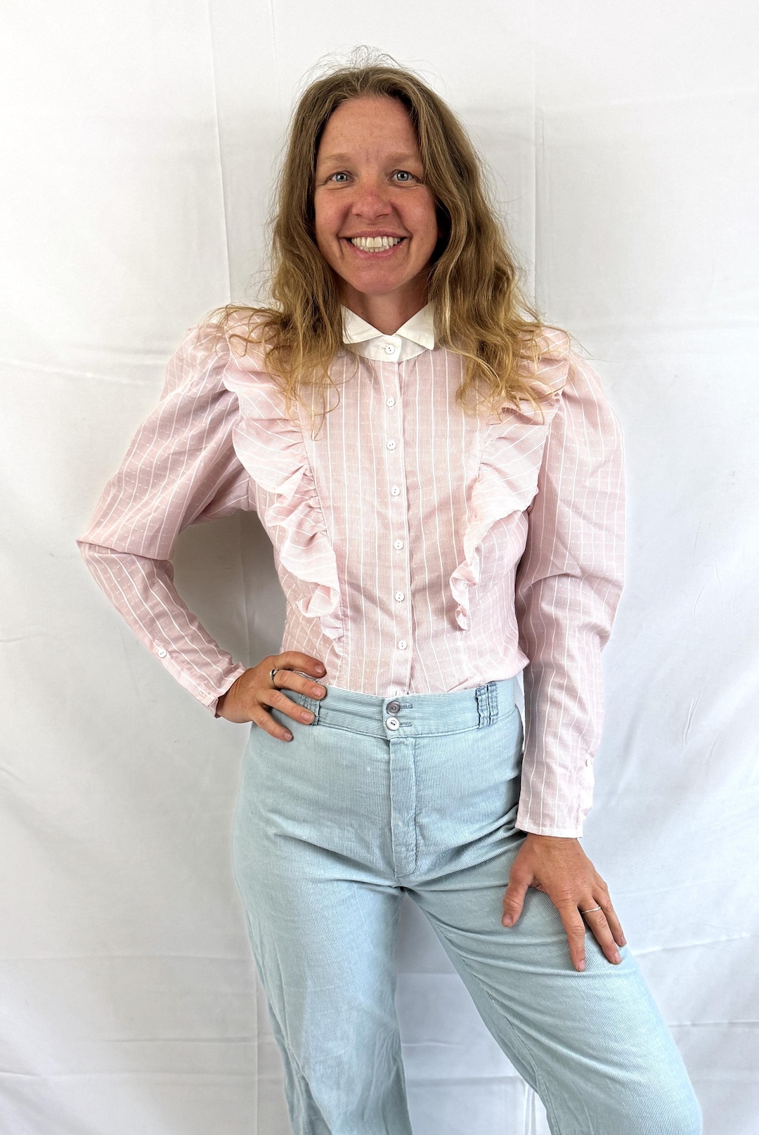 Vintage 70s Pink Ruffled Blouse: Byer California, Size Medium - Etsy