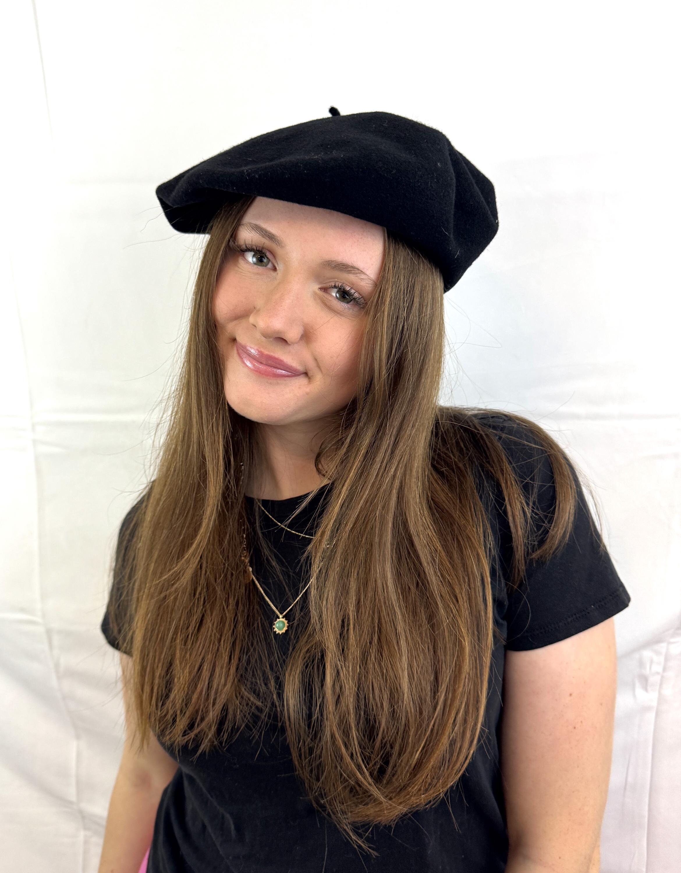 Vintage Black ELOSEGUI Barcelona Black Wool Beret Hat - Made in