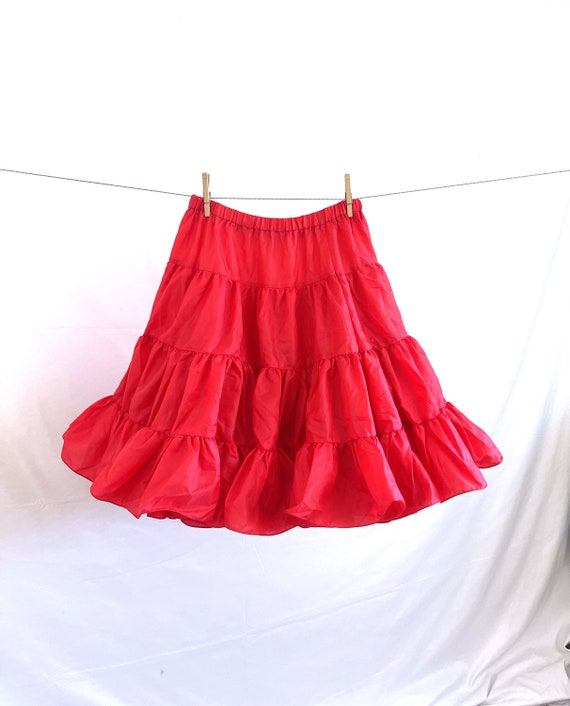 Vintage Red Rose Square Dancing Petticoat Tutu Cri