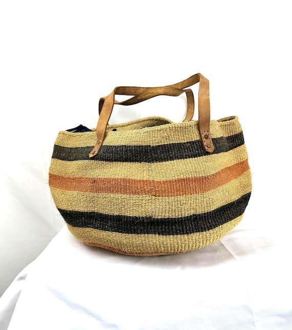 Sisal bag with leather straps shop