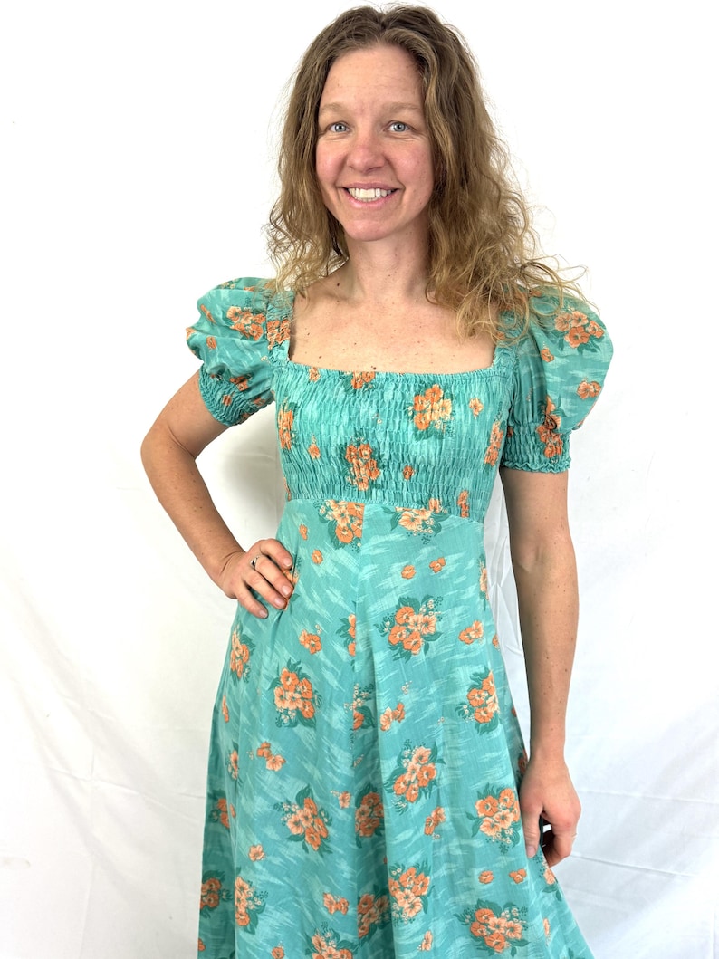 Vintage 1970s 70s Hawaiian Style Floral Ruched Empire Maxi Dress - Etsy