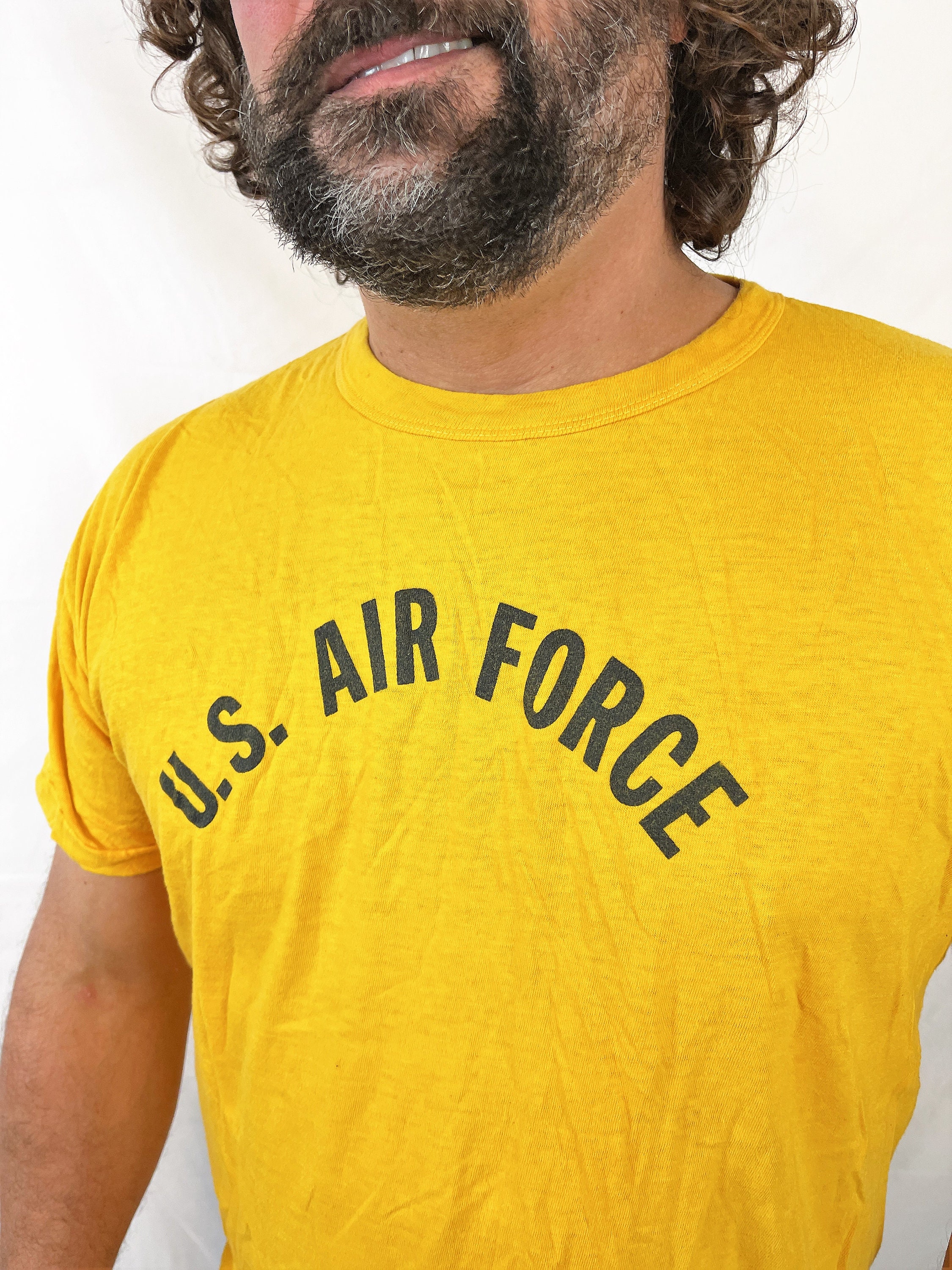 Vintage 1960s 60s US Air Force Military Yellow RARE Tshirt Tee