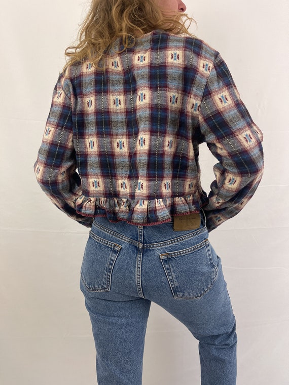 Vintage 90s 1990s Two 2 of Us Flannel Plaid Ruffl… - image 6